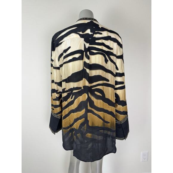 Camilla Silk Blouse Shirt Tame My Tiger Animal Print Button Down $599 S - Picture 8 of 16